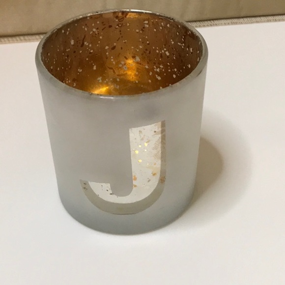 CANDLE GLASS VOTIVE HOLDER SET OF 3 SPELLS J0Y GOLD AND SILVER SPARKLE.  FROSTED - Picture 2 of 9